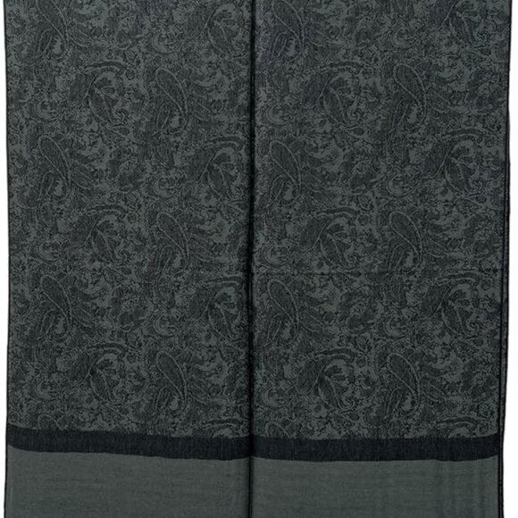 Women Paisley Pashmina Scarf Shawl Wrap Reversible Bohemian Scarves Black & Gray - Picture 4 of 7